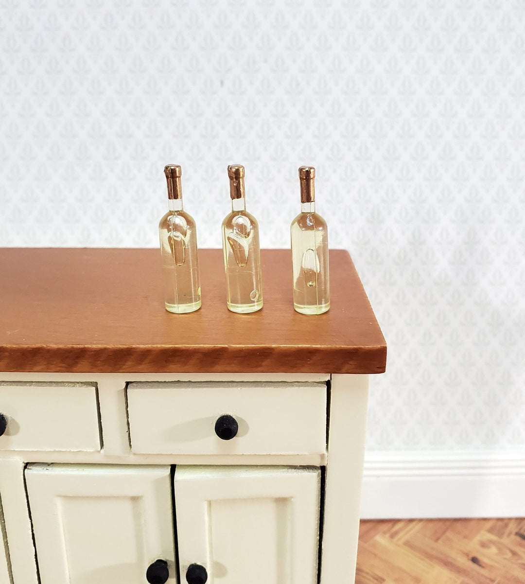 Dollhouse White Wine Bottles x3 Unlabeled Hudson River 1:12 Scale Miniatures - Miniature Crush