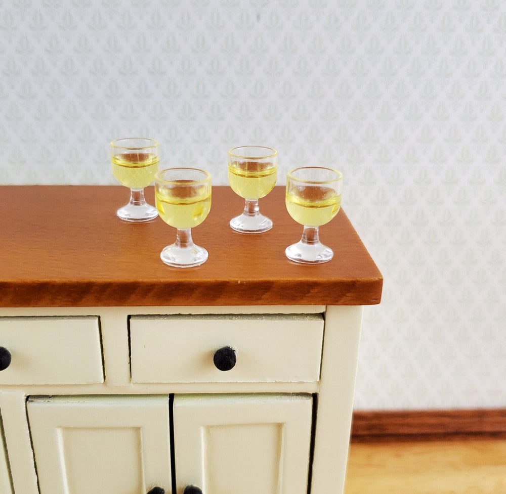 Dollhouse White Wine Glasses Filled Set of 4 1:12 Scale Plastic - Miniature Crush