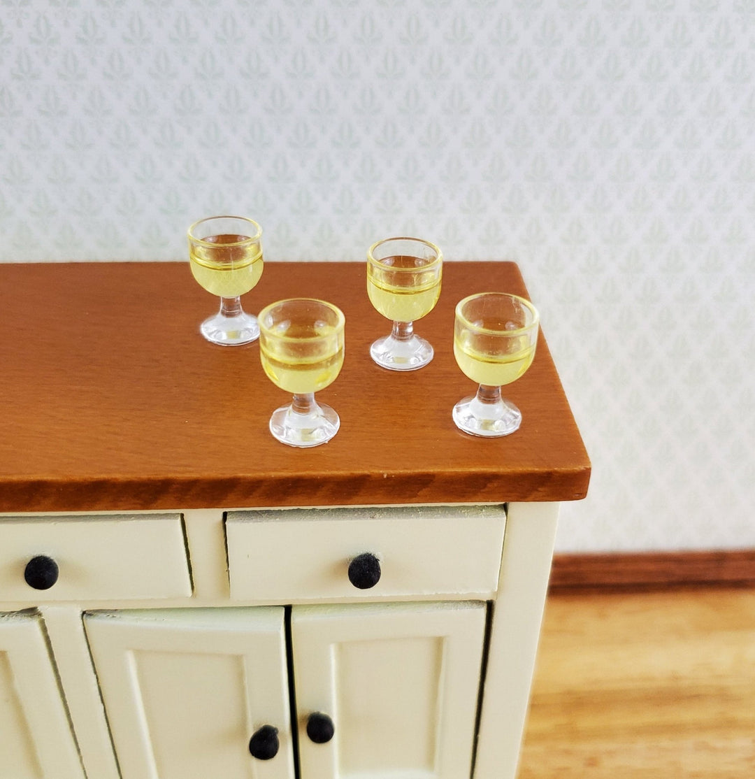 Dollhouse White Wine Glasses Filled Set of 4 1:12 Scale Plastic - Miniature Crush