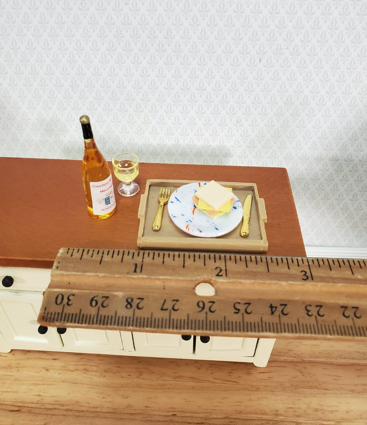 Dollhouse Wine Bottle Glass Sandwich and Tray 1:12 Scale Miniature Food & Drink - Miniature Crush