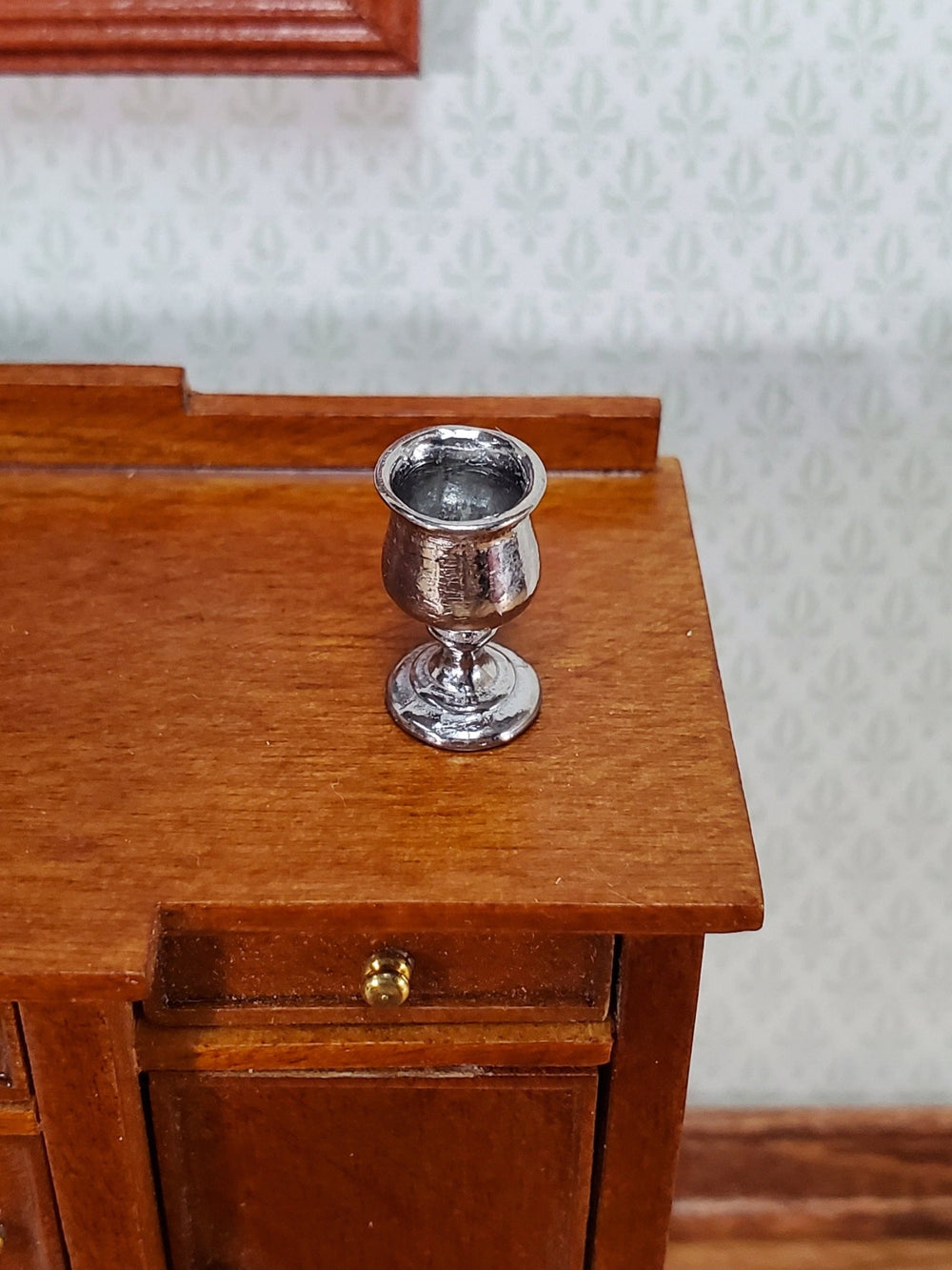 Dollhouse Wine Goblet Polished Metal 1:12 Scale Miniature by Phoenix Model - Miniature Crush