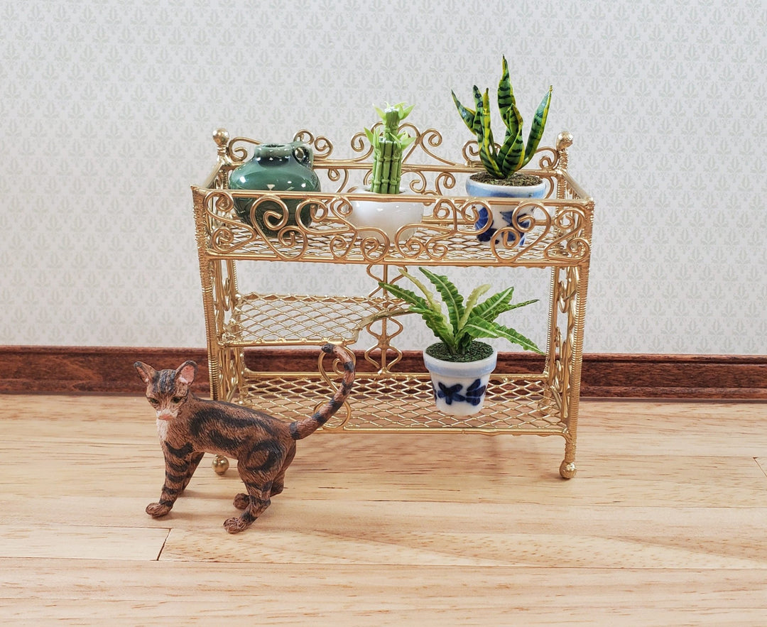 Dollhouse Wire Plant Stand 3 Shelf Gold 1:12 Scale Miniatures or Fairy Garden - Miniature Crush