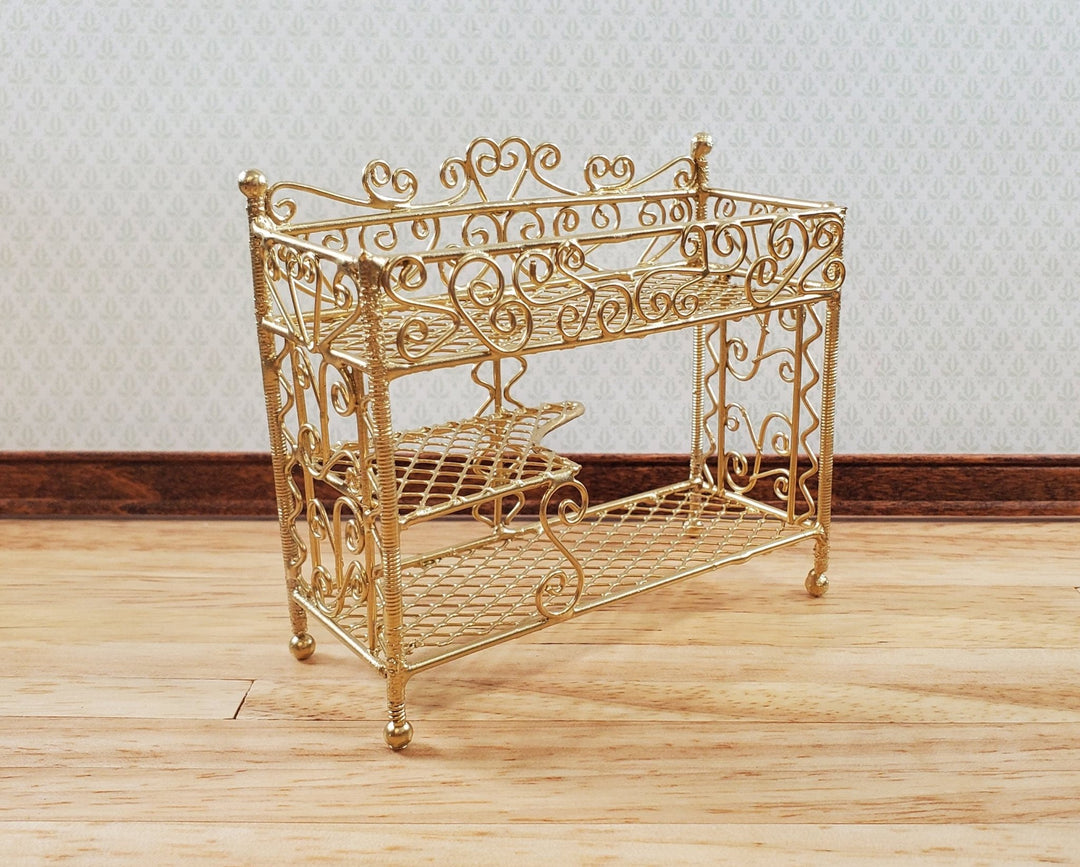 Dollhouse Wire Plant Stand 3 Shelf Gold 1:12 Scale Miniatures or Fairy Garden - Miniature Crush