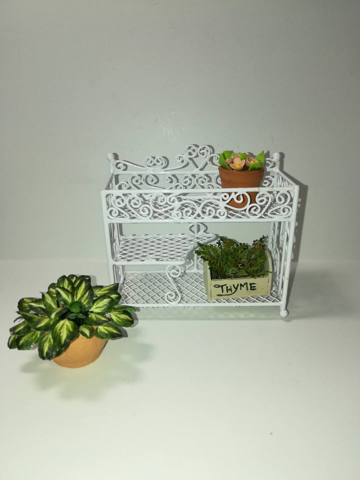 Dollhouse Wire Plant Stand 3 Shelf White 1:12 Scale Miniature Furniture or Fairy Garden - Miniature Crush