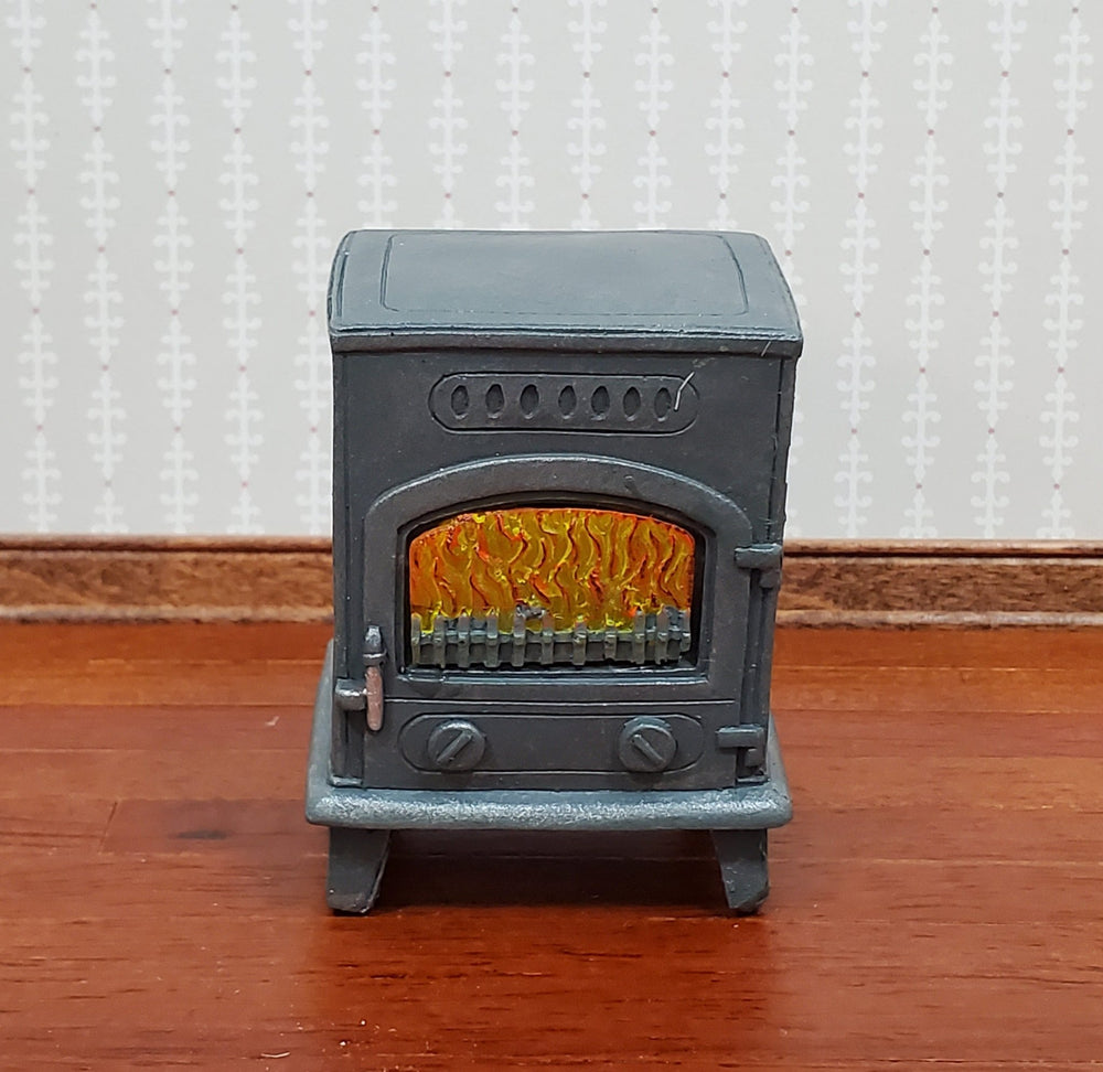 Dollhouse Wood Burning Stove Vintage Style 1:12 Scale Hole for Light - Miniature Crush