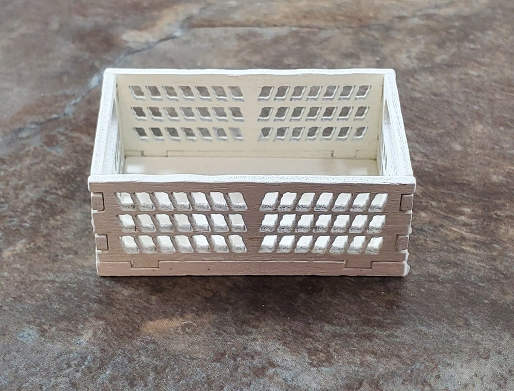 Dollhouse Wood Crate Basket Cream Finish 1:12 Scale Miniature Farmhouse - Miniature Crush