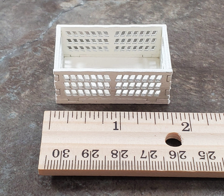 Dollhouse Wood Crate Basket Cream Finish 1:12 Scale Miniature Farmhouse - Miniature Crush