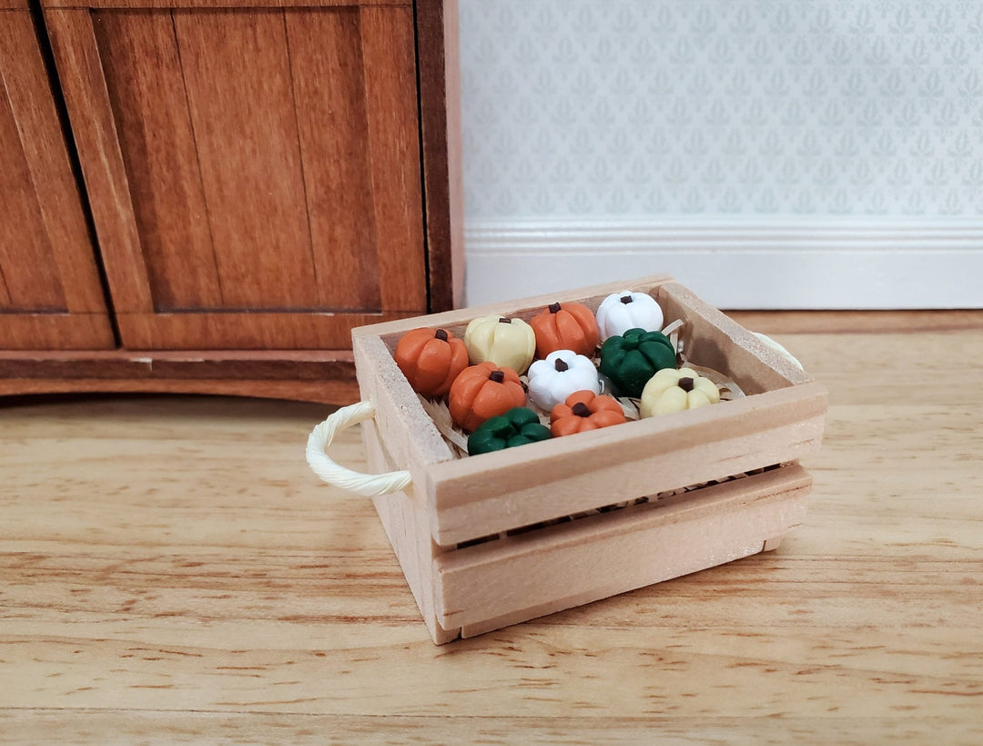 Dollhouse Wood Crate with Vegetables Small Gourds Pumpkins 1:12 Scale Miniature - Miniature Crush