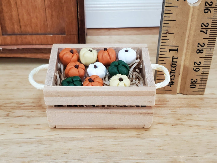 Dollhouse Wood Crate with Vegetables Small Gourds Pumpkins 1:12 Scale Miniature - Miniature Crush