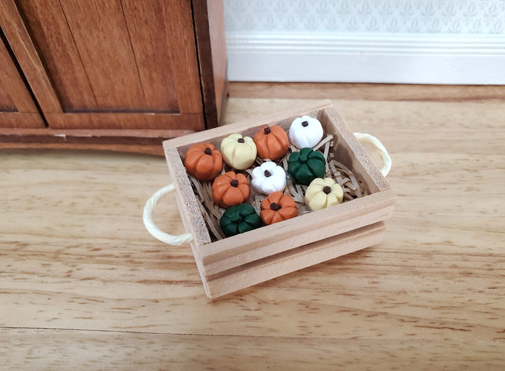 Dollhouse Wood Crate with Vegetables Small Gourds Pumpkins 1:12 Scale Miniature - Miniature Crush