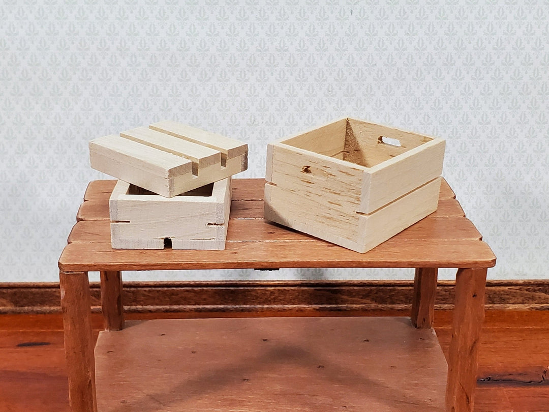 Dollhouse Wood Crates for Fruits or Vegetables Set of 3 1:12 Scale Miniatures - Miniature Crush