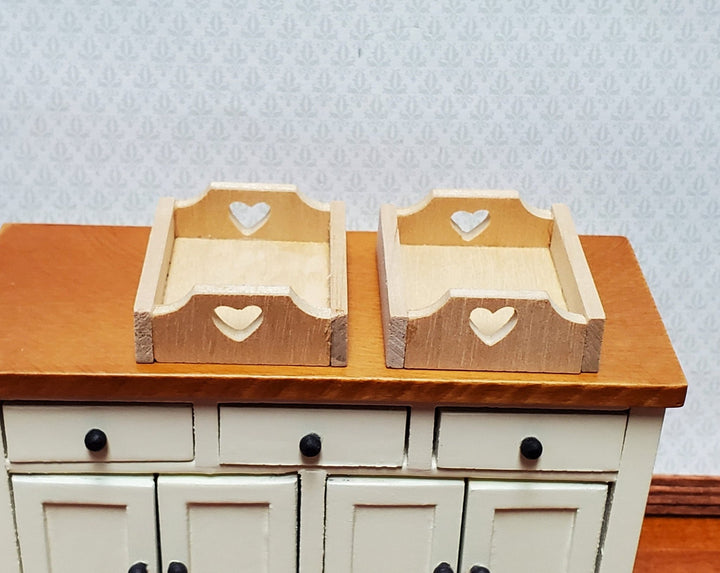 Dollhouse Wood Crates for Fruits or Vegetables with Heart Design 1:12 Scale Unpainted - Miniature Crush