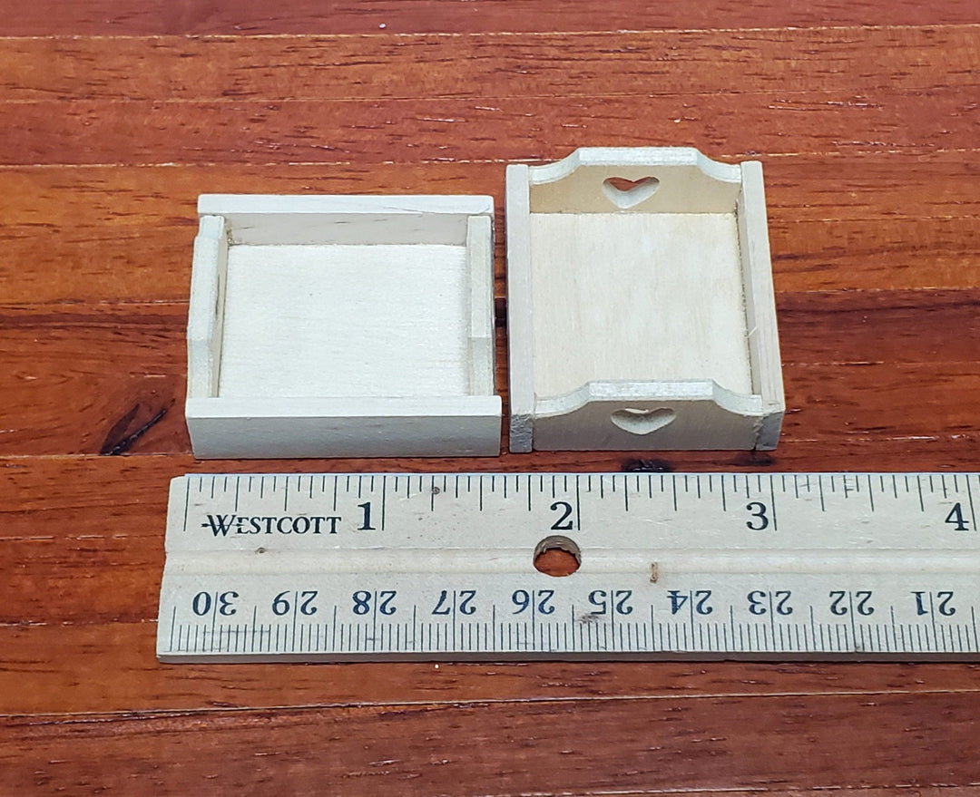 Dollhouse Wood Crates for Fruits or Vegetables with Heart Design 1:12 Scale Unpainted - Miniature Crush