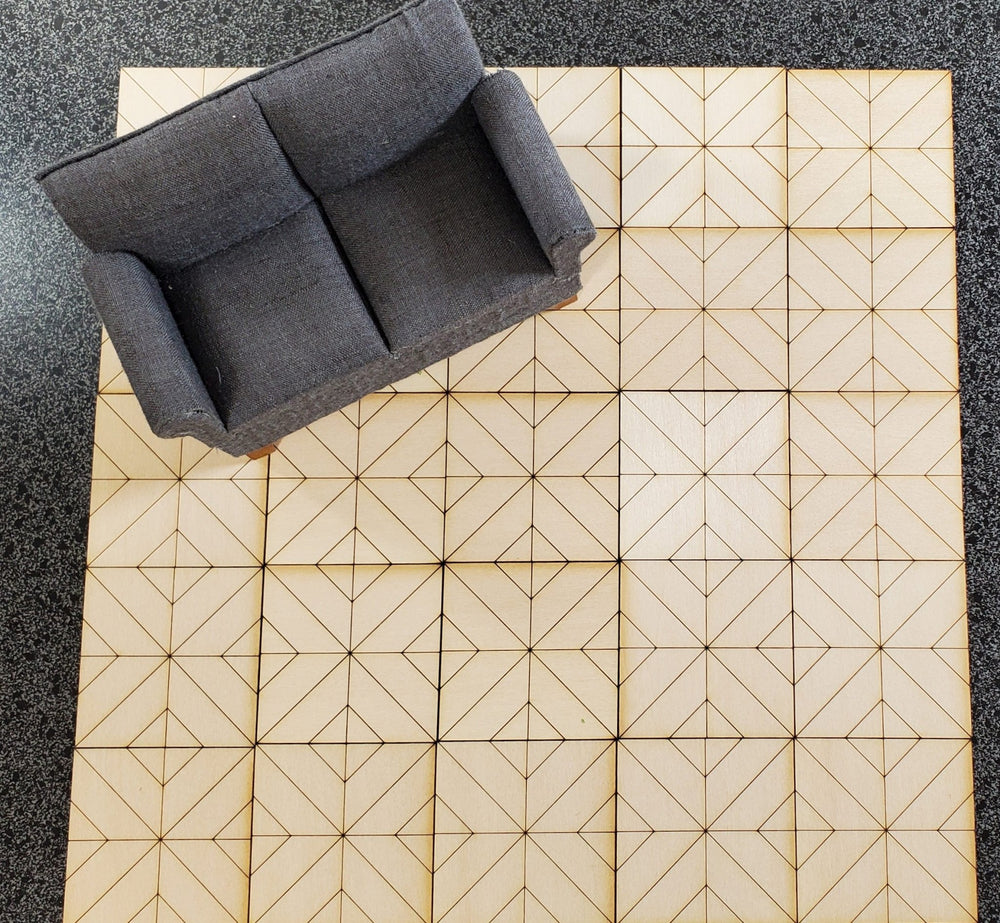 Dollhouse Wood Floor Retro Style Flooring 1:12 Scale 8.75" Square Basswood DIY - Miniature Crush