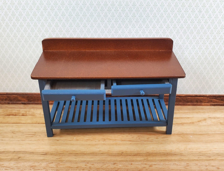 Dollhouse Work or Prep Table BLUE with Drawers 1:12 Scale Furniture by Reutter - Miniature Crush