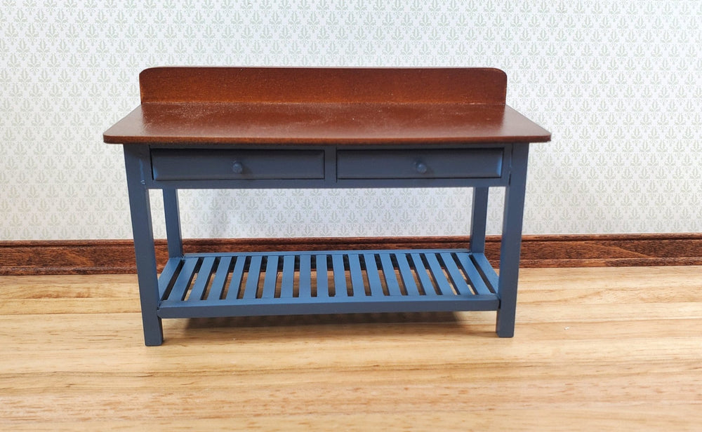 Dollhouse Work or Prep Table BLUE with Drawers 1:12 Scale Furniture by Reutter - Miniature Crush