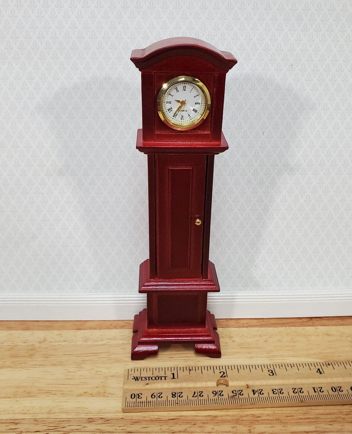 Dollhouse Working Grandfather Clock Opens Mahogany Finish 1:12 Scale Miniature - Miniature Crush