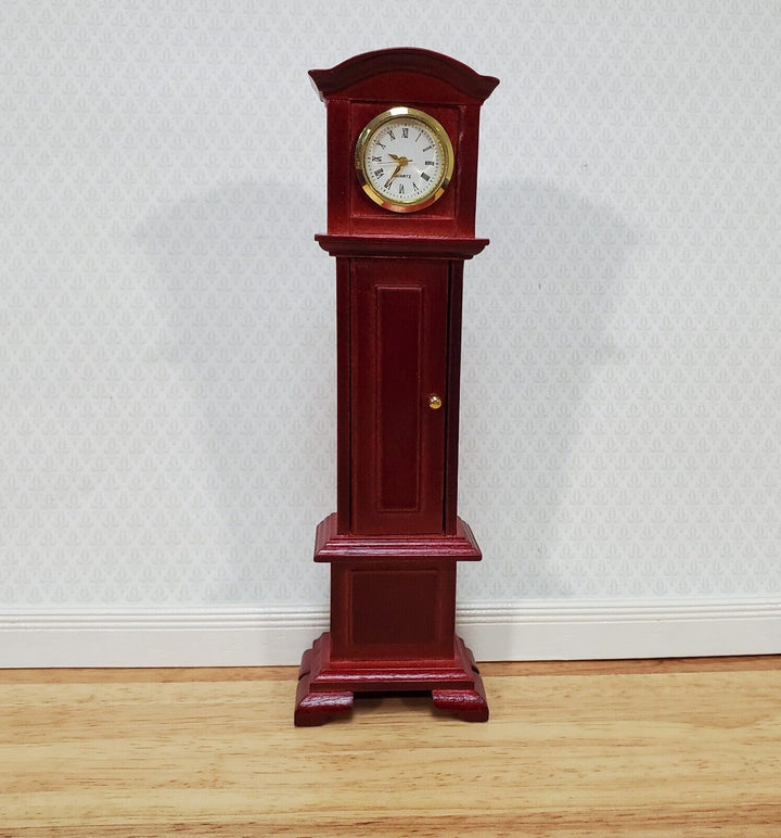 Dollhouse Working Grandfather Clock Opens Mahogany Finish 1:12 Scale Miniature - Miniature Crush