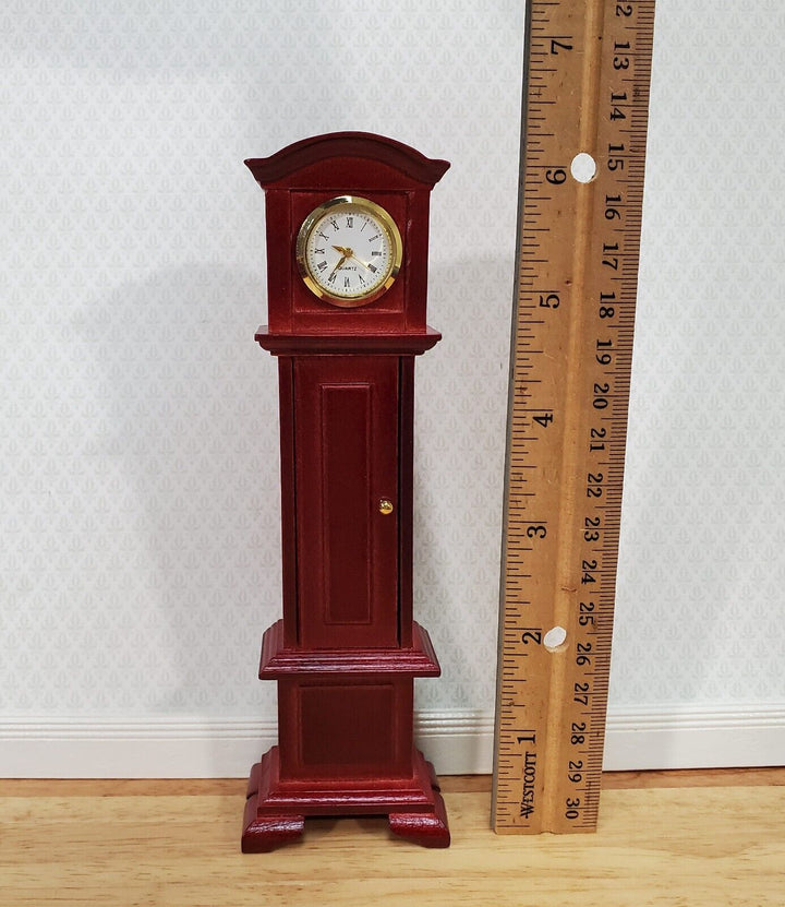 Dollhouse Working Grandfather Clock Opens Mahogany Finish 1:12 Scale Miniature - Miniature Crush