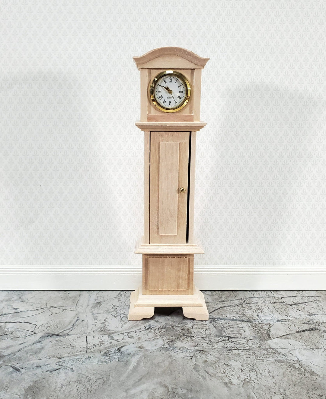 Dollhouse Working Grandfather Clock Opens Unpainted Wood 1:12 Scale Furniture - Miniature Crush