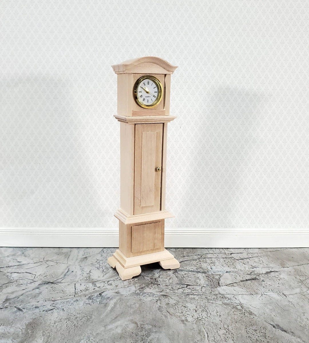 Dollhouse Working Grandfather Clock Opens Unpainted Wood 1:12 Scale Furniture - Miniature Crush