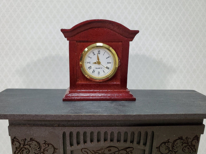 Dollhouse Working Mantle Clock Opens Mahogany Finish LARGE Miniature Furniture - Miniature Crush