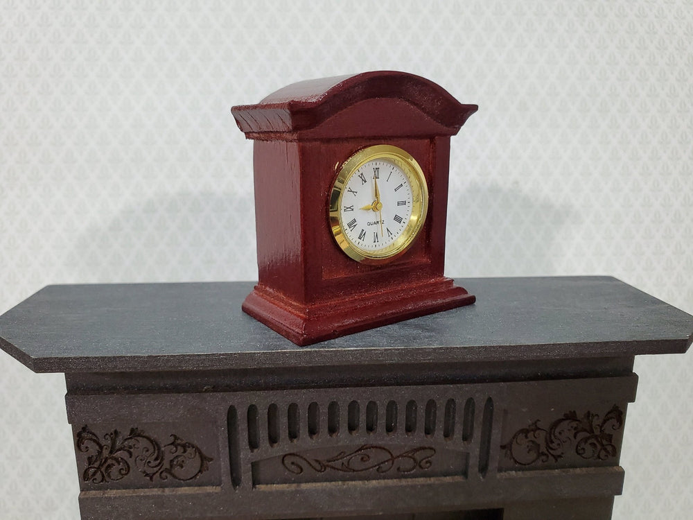 Dollhouse Working Mantle Clock Opens Mahogany Finish LARGE Miniature Furniture - Miniature Crush