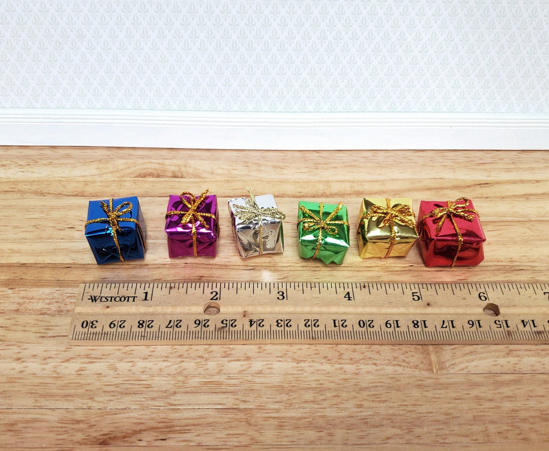 Dollhouse Wrapped Gifts Presents Foil Paper x6 MEDIUM Miniature Christmas - Miniature Crush