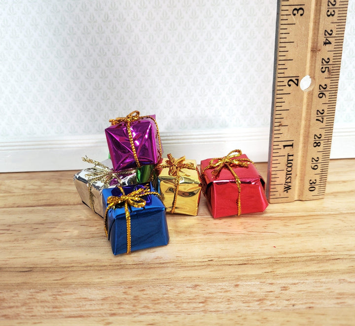 Dollhouse Wrapped Gifts Presents Foil Paper x6 MEDIUM Miniature Christmas - Miniature Crush