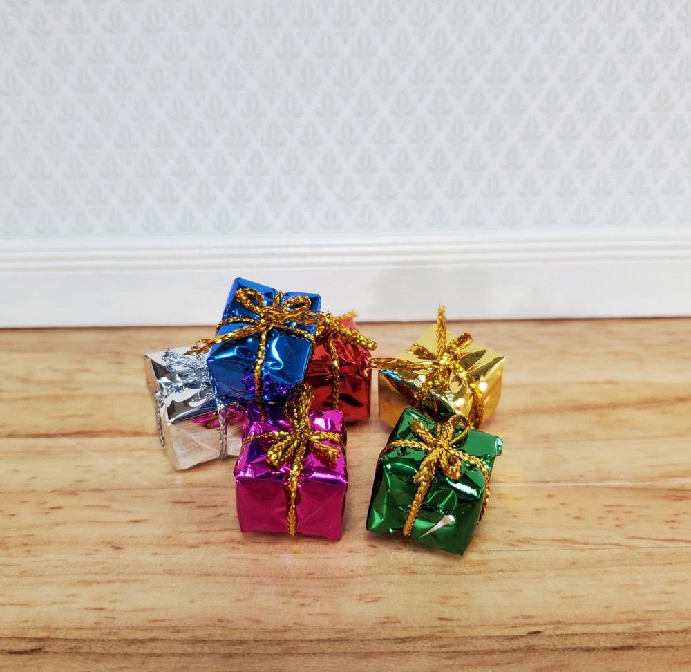 Dollhouse Wrapped Gifts Presents Foil Paper x6 SMALL Miniature Christmas - Miniature Crush