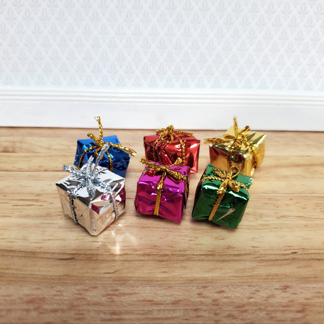 Dollhouse Wrapped Gifts Presents Foil Paper x6 SMALL Miniature Christmas - Miniature Crush