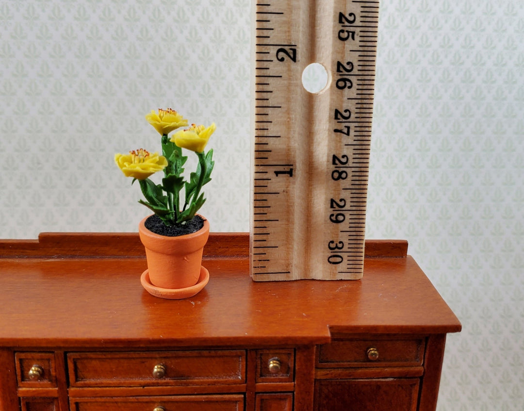 Dollhouse Yellow Poppies Flowers in Terra Cotta Planter 1:12 Scale Garden Falcon - Miniature Crush