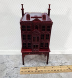 JBM 1:144 Scale Dollhouse with Table Mahogany Finish 4 Level Front Opening Miniature - Miniature Crush