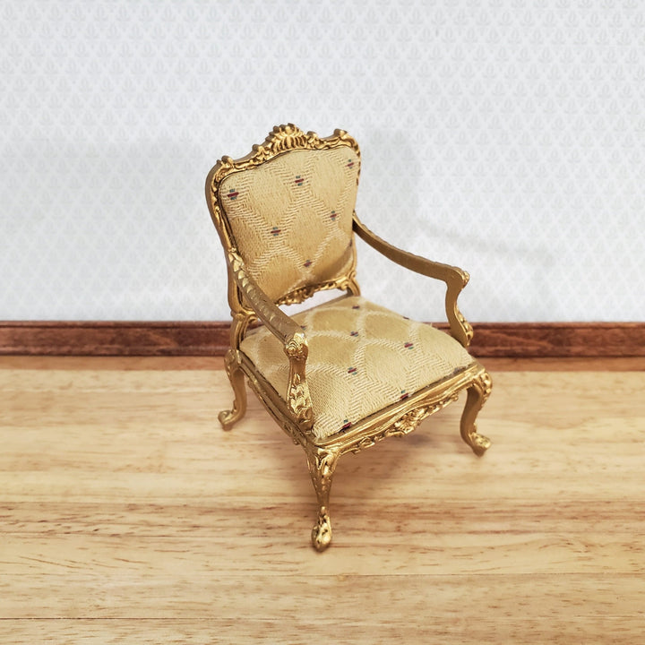 JBM Dollhouse Armchair Chair Rococo Style Gold 1:12 Scale Miniature - Miniature Crush