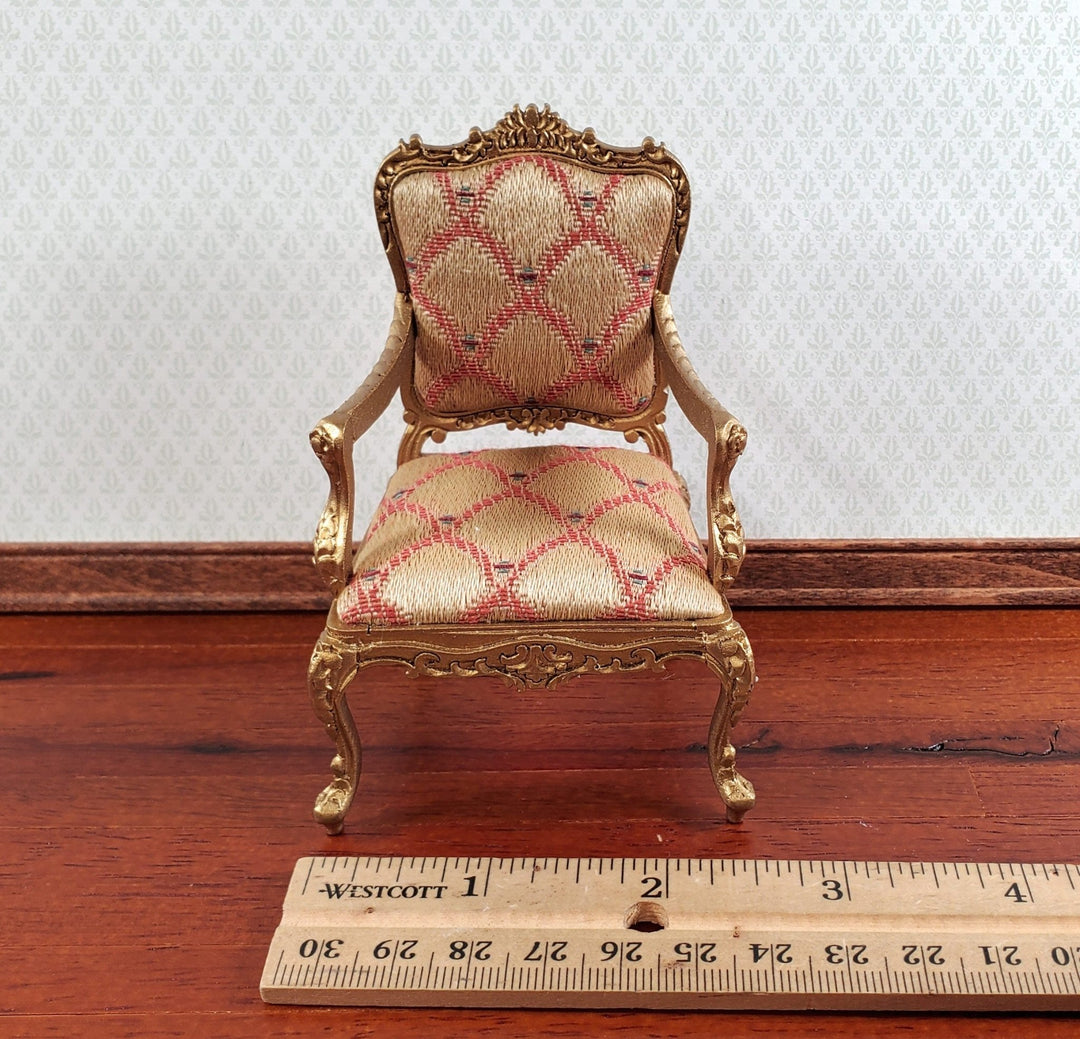 JBM Dollhouse Armchair Chair Rococo Style Gold 1:12 Scale Miniature Furniture - Miniature Crush