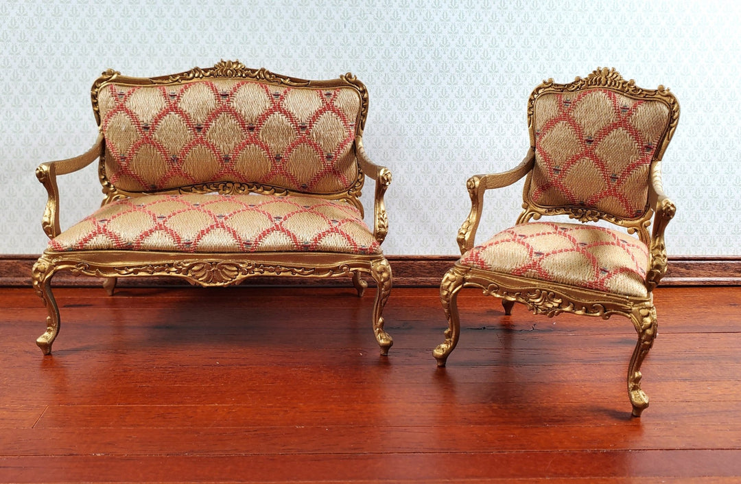 JBM Dollhouse Armchair Chair Rococo Style Gold 1:12 Scale Miniature Furniture - Miniature Crush