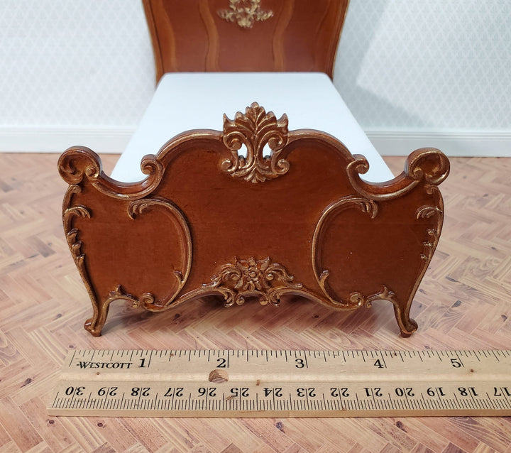 JBM Dollhouse Bed Late Victorian Era Style 1:12 Miniature Furniture Walnut Finish - Miniature Crush