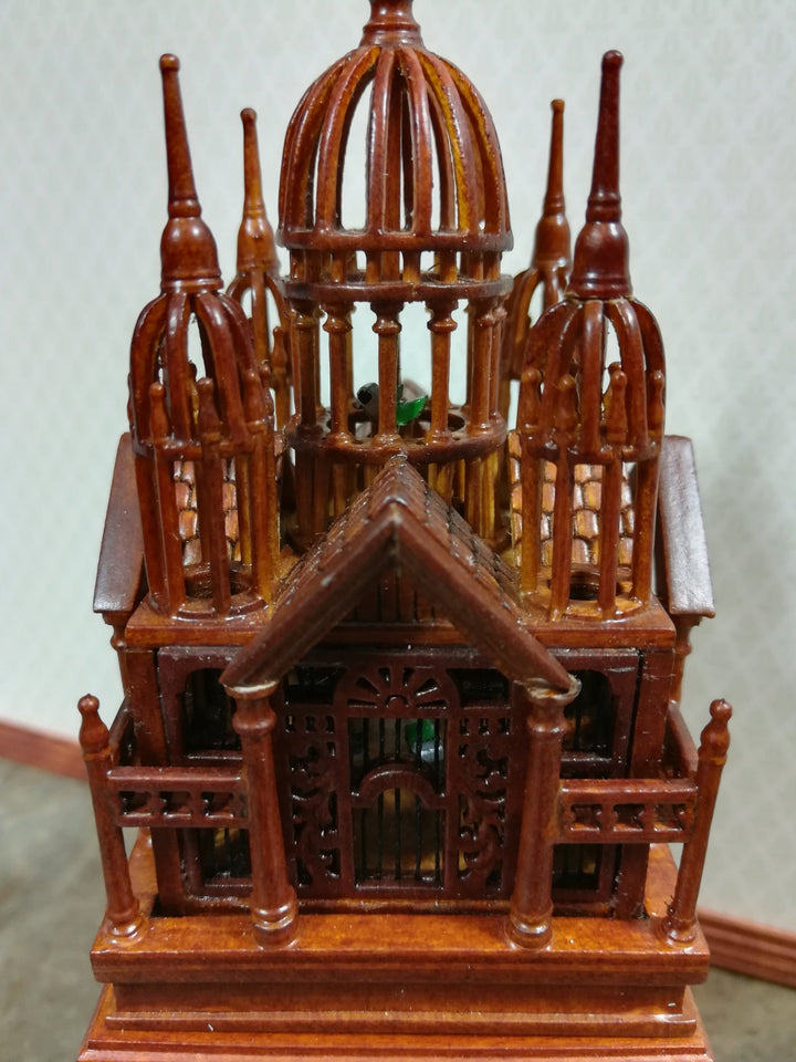 JBM Dollhouse Birdcage with Table Large 1:12 Scale Miniature Walnut Finish - Miniature Crush