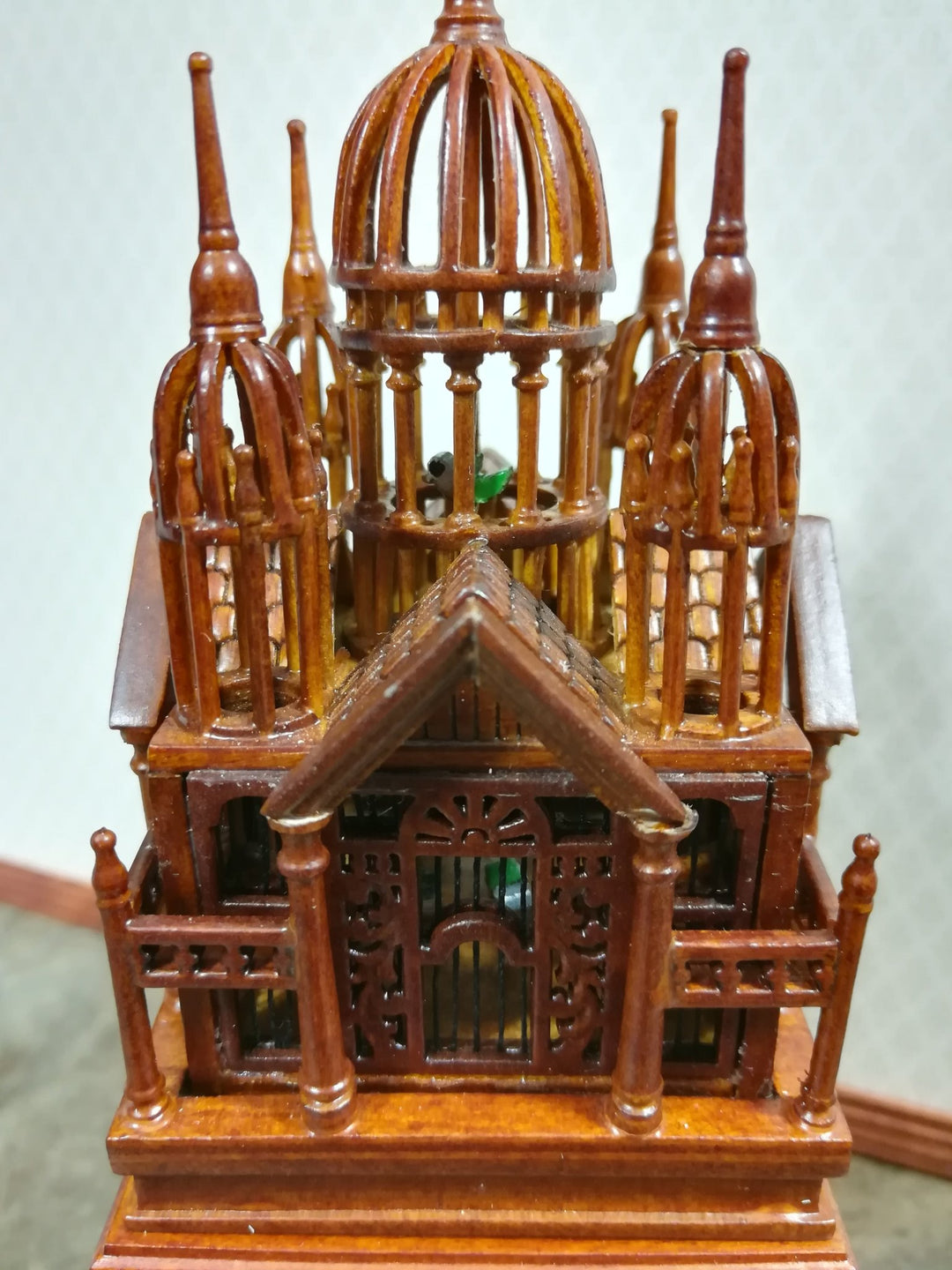 JBM Dollhouse Birdcage with Table Large 1:12 Scale Miniature Walnut Finish - Miniature Crush