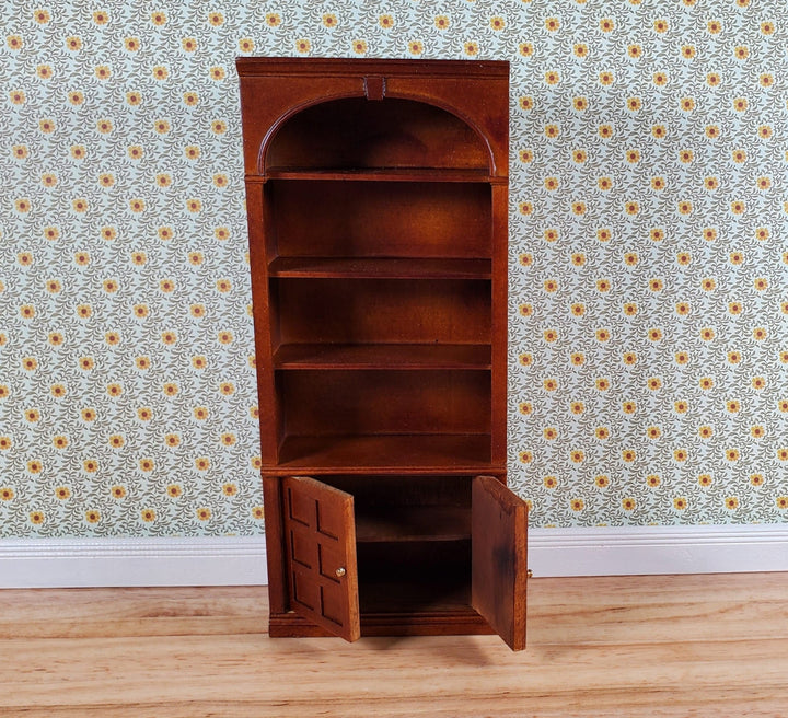 JBM Dollhouse Bookcase Large Wood Walnut Finish 1:12 Scale Miniature Furniture - Miniature Crush