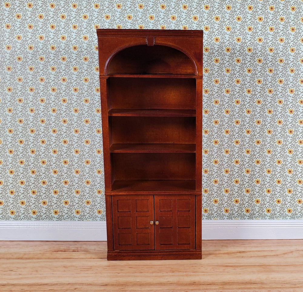 JBM Dollhouse Bookcase Large Wood Walnut Finish 1:12 Scale Miniature Furniture - Miniature Crush