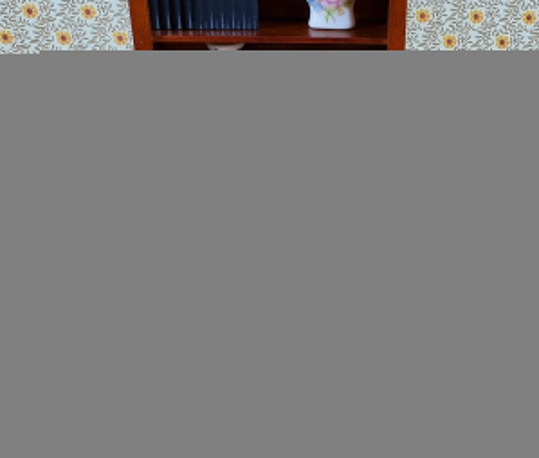 JBM Dollhouse Bookcase Large Wood Walnut Finish 1:12 Scale Miniature Furniture - Miniature Crush