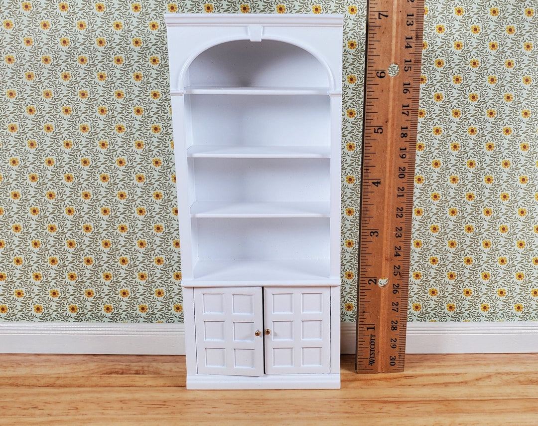 JBM Dollhouse Bookcase Large Wood White Finish 1:12 Scale Miniature Furniture - Miniature Crush