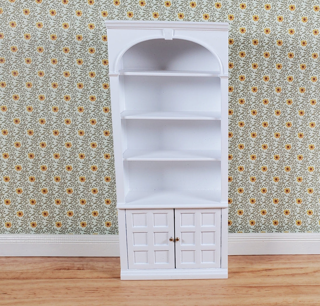 JBM Dollhouse Bookcase Large Wood White Finish 1:12 Scale Miniature Furniture - Miniature Crush