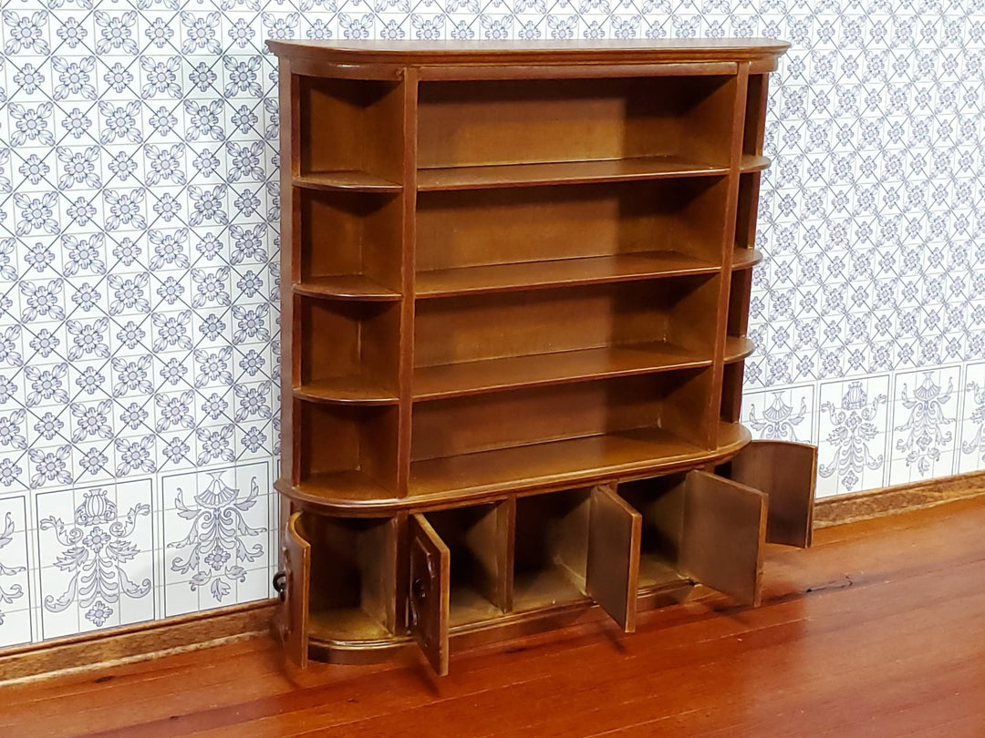 JBM Dollhouse Bookcase Shelves Walnut Finish 1:12 Scale Miniature Furniture Library - Miniature Crush