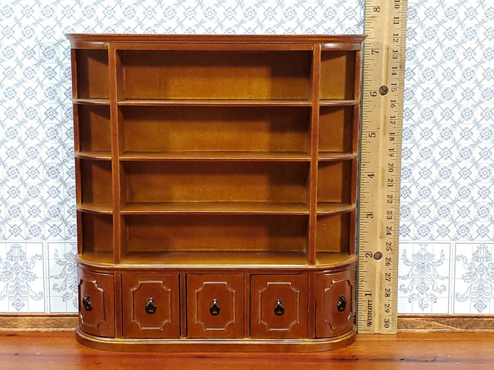 JBM Dollhouse Bookcase Shelves Walnut Finish 1:12 Scale Miniature Furniture Library - Miniature Crush