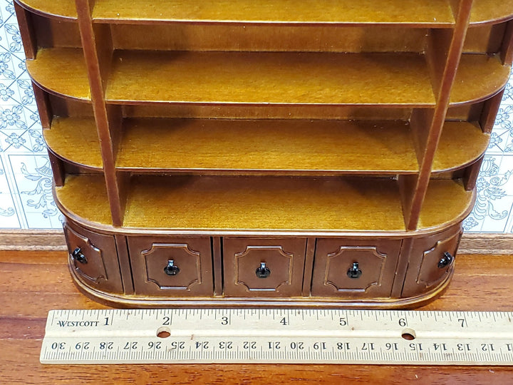 JBM Dollhouse Bookcase Shelves Walnut Finish 1:12 Scale Miniature Furniture Library - Miniature Crush