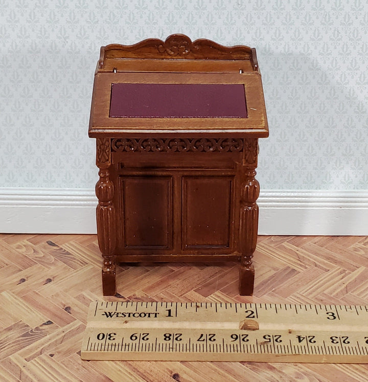 JBM Dollhouse Captain's Davenport Writing Desk Walnut Finish 1:12 Scale Furniture - Miniature Crush