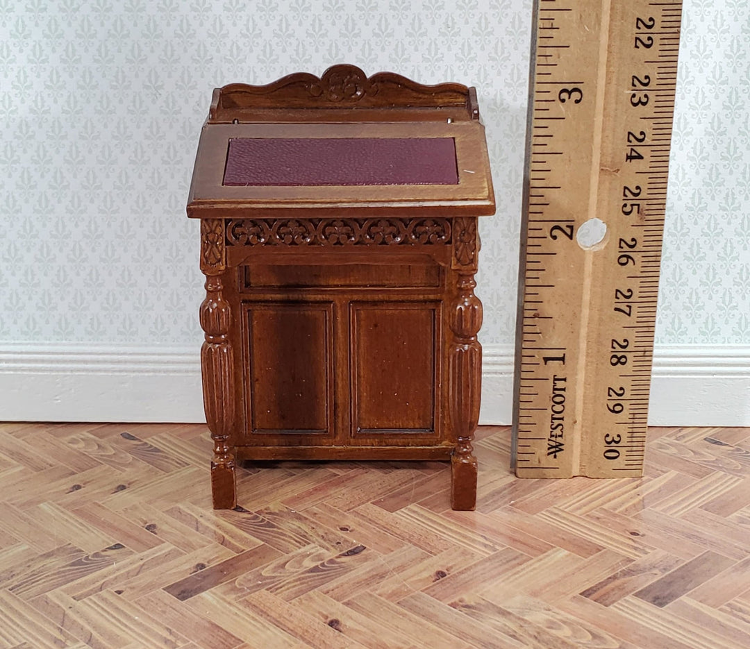 JBM Dollhouse Captain's Davenport Writing Desk Walnut Finish 1:12 Scale Furniture - Miniature Crush