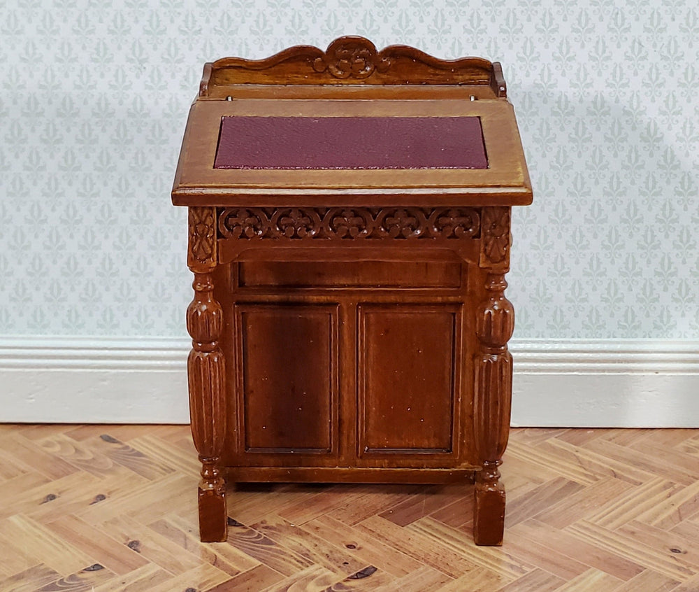 JBM Dollhouse Captain's Davenport Writing Desk Walnut Finish 1:12 Scale Furniture - Miniature Crush